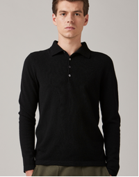 Endeavour Long Sleeve Cashmere Polo Black (S)