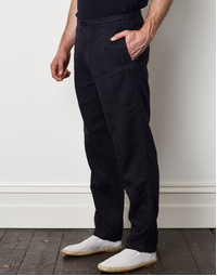 Aspesi Navy Linen Trouser Stringato