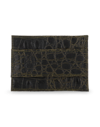 F.HAMMANN | Crocodile Card Holder Wallet | Olive Green