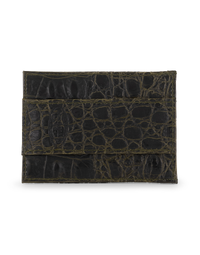 F.HAMMANN | Crocodile Card Holder Wallet | Olive Green