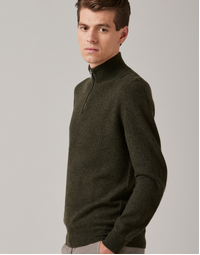 JCK Half-Zip Cashmere Sweater Army (XL)