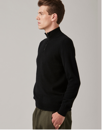 JCK Half-Zip Cashmere Sweater Total Black (M)