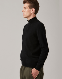 JCK Half-Zip Cashmere Sweater Total Black (M)