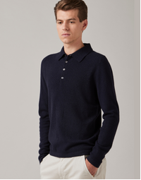 Endeavour Long Sleeve Cashmere Polo Dark Navy (M)