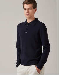 Endeavour Long Sleeve Cashmere Polo Dark Navy (M)