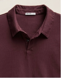 Sueded Jersey Polo Dark Plum Pigment (1)