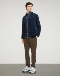 ASPESI | Button-Down Cotton Flannel Shirt | Blue