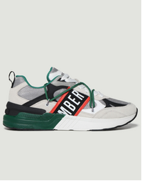 Men's Dunga Double Lace Sneakers in Silver + Green  Size 40