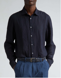 Canary Round Collar Shirt T0033 Blue (L)
