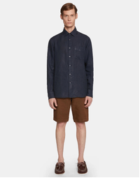 Sedici Lightweight Linen Shirt With Pocket Navy (39)