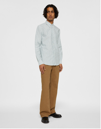 Oxford Cotton Shirt with Button-Down Collar Green Striped (41)