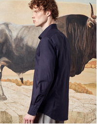 Genova Classic Cotton Shirt T4553 Dark Blue (M)