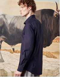 Genova Classic Cotton Shirt T4553 Dark Blue (M)