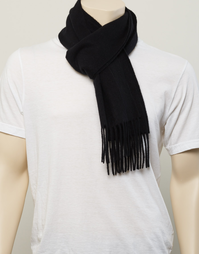 ROBINSON MAN | Woven Cashmere Scarf with Tassels | Black
