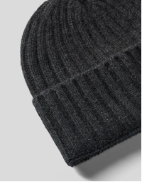 ROBINSON MAN | Ribbed Cashmere Beanie | Charcoal