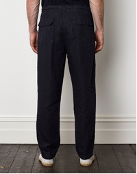Aspesi Navy Linen Trouser Stringato