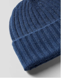 ROBINSON MAN | Ribbed Cashmere Beanie | Denim Blue