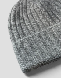 ROBINSON MAN | Ribbed Cashmere Beanie | Mid Grey