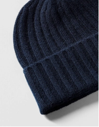 ROBINSON MAN | Ribbed Cashmere Beanie | Navy
