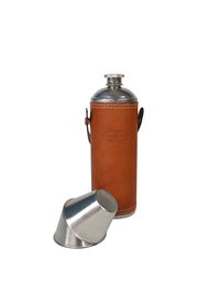 F.HAMMANN | Leather covered Hunting Flask with Cups | Tan