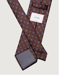 ETON | Geometric Woven Silk Tie | Dark Red