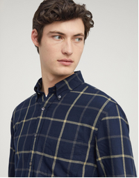 Button-Down Cotton Flannel Shirt Blue (39)