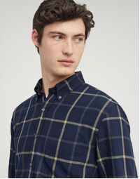 Button-Down Cotton Flannel Shirt Blue (39)