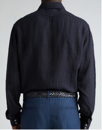 Canary Round Collar Shirt T0033 Blue (L)