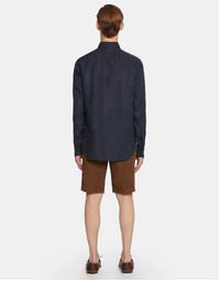 Sedici Lightweight Linen Shirt With Pocket Navy (39)
