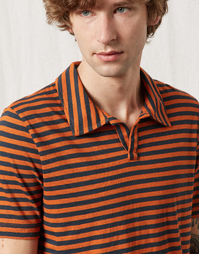 Aruba Short Sleeve Striped Polo J0149 Cinnamon (S)