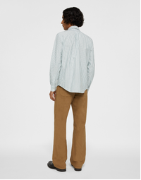 Oxford Cotton Shirt with Button-Down Collar Green Striped (41)