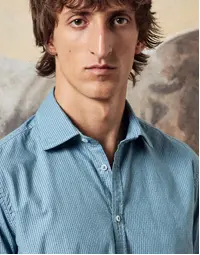 Canary Round Collar Cotton Shirt T4560 Polvere (M)