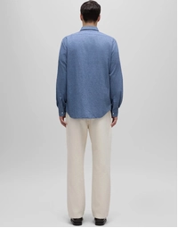 Comma Cotton Chambray Shirt Medium Denim (39)