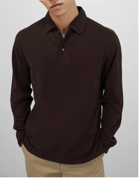 Luigi Long Sleeve Polo Shirt Brown (S)
