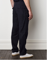Aspesi Navy Linen Trouser Stringato