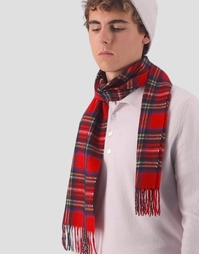 ROBINSON MAN | Fringed Cashmere Scarf | Red Tartan