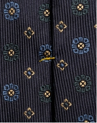 ETON | Geometric Woven Silk Tie | Navy