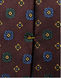 ETON | Geometric Woven Silk Tie | Dark Red