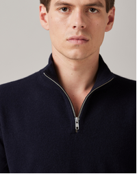 JCK Half-Zip Cashmere Sweater Dark Navy (S)
