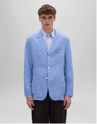Unlined Garment Dyed Linen Blazer Air Force Blue (XL)