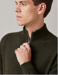 JCK Half-Zip Cashmere Sweater Army (XL)