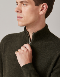 JCK Half-Zip Cashmere Sweater Army (XL)