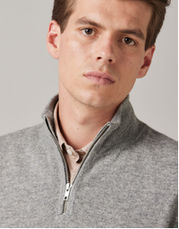 JCK Half-Zip Cashmere Sweater Mid-Grey (XL)