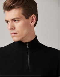JCK Half-Zip Cashmere Sweater Total Black (M)