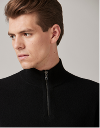 JCK Half-Zip Cashmere Sweater Total Black {M)