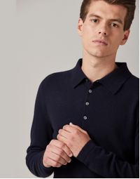 Endeavour Long Sleeve Cashmere Polo Dark Navy (M)