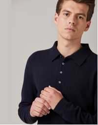 Endeavour Long Sleeve Cashmere Polo Dark Navy (S)