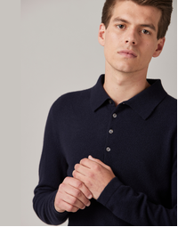 Endeavour Long Sleeve Cashmere Polo Dark Navy (M)