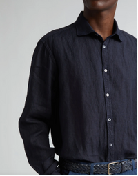 Canary Round Collar Shirt T0033 Blue (L)