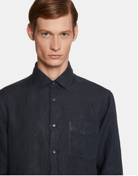 Sedici Lightweight Linen Shirt With Pocket Navy (39)